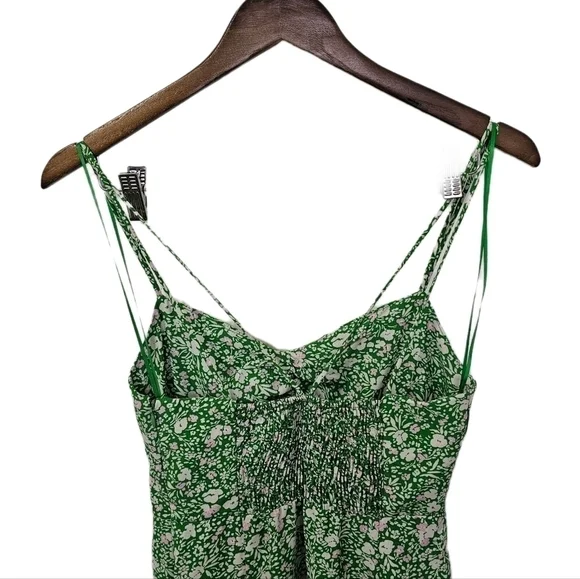 Zara 90s floral print green strappy split skirt maxi dress NWT Large - Picture 8 of 16